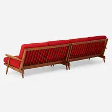 Two-piece sofa by George Nakashima, c. 1951, American black walnut, upholstery, sold Jun 2023
