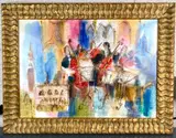 Untitled by Michael Rozenvain, watercolor of musicians and venetian landmarks, offered Jan 2026