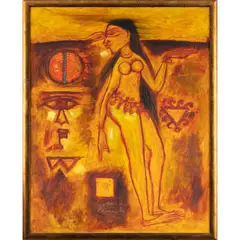 Yellow and Red by Laxman Pai, 1970, Oil on linen canvas, offered Sep 2026