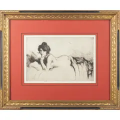 Le Sphinx (The Sphinx) by Manuel Robbe, circa 1905, Etching aquatint with a touch of red on wove paper, not hand, offered Aug 2026