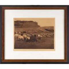 Navaho Flocks,1904.Large-format photogravure on Japanese tissue, with printed letterpress credit, title, date and plate number (Pl.33), John Andrew & Son by Edward S. Curtis, Engraving Co., in the margin, offered Jul 2026