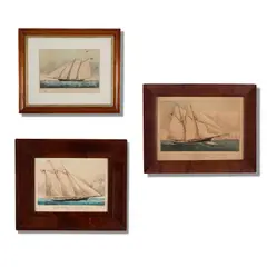 A collection of three (3) Currier & Ives lithographs from the personal collection of John Mecray. i. "The Clipper Yacht "America" , of New York." by Currier & Ives, Lithograph. N.Currier, offered Aug 2026