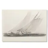 A John Mecray by John Mecray, pencil drawing depicting two racing yachts. 1985. Graphite on paper, offered Aug 2026