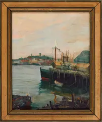 A Robert Gruppe harbor scene by Robert C. Gruppe, Oil on canvas, offered Aug 2026