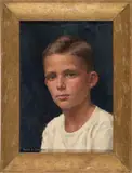 A Helen Habberstad portrait of a young man. “Dixon.” by Helen Habberstad, 1951, Oil on canvas, offered Aug 2026