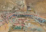 At Ringling's Circus, Coliseum, April 12th, 1910 by Wilbur G. Kurtz, 1910, Gouache, graphite, and watercolor on paper, offered Aug 2026