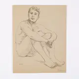 Eddie by John S. Barrington, 1956, Graphite and sepia pen on paper, offered Aug 2026
