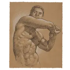Male Nude by David Eugene Henry, Charcoal on toned acid-free paper, offered Aug 2026