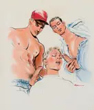 Untitled (Erotic Illustration for Mandate Magazine), ca. 1980s by Robert W. Richards, Ink and watercolor on paper vellum, mounted on bristol board, offered Aug 2026