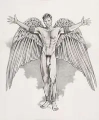 Untitled (Nude, Arms Outstretched) from the artist's Icarus series by Kent Neffendorf, 1995, Graphite on paper, offered Aug 2026