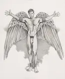 Untitled (Nude, Arms Outstretched) from the artist's Icarus series by Kent Neffendorf, 1995, Graphite on paper, offered Aug 2026