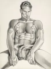 Untitled (Tattooed Nude) by Kent Neffendorf, 1998, Graphite on paper, offered Aug 2026