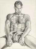 Untitled (Tattooed Nude) by Kent Neffendorf, 1998, Graphite on paper, offered Aug 2026