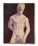 Boy With Clothespins by Alan Hampshire, c. 1989, Oil on canvas, offered Aug 2026