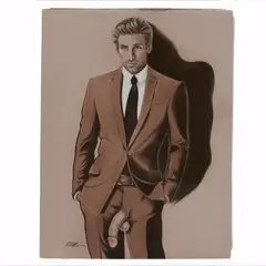Untitled (Man in Suit), 2012. Colored by Robert W. Richards, pencil on toned paper, offered Aug 2026