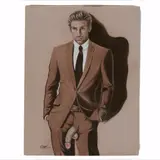 Untitled (Man in Suit), 2012. Colored by Robert W. Richards, pencil on toned paper, offered Aug 2026