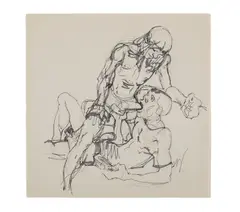 Untitled (Blowjob Study). Pen, marker, and by Michael Kirwan, graphite on paper, offered Aug 2026