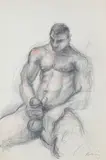 Untitled (Masturbation Study) by Joseph Radoccia, Graphite and red chalk on paper, offered Jun 2026