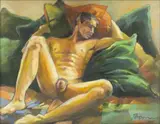 Untitled (Nude on Green Bedding) by Joseph Radoccia, Oil and graphite on panel, offered Jun 2026