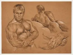 Untitled (Physique Study) by David Eugene Henry, Oil crayon on hardboard panel, offered Jun 2026