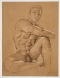 Alex by David Eugene Henry, Oil crayon on hardboard panel, offered Jun 2026