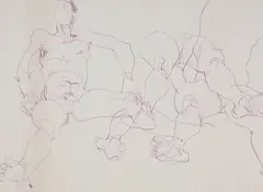 Untitled (Composite Figures in Purple), 1985. Colored by Laurence Herbert Scott, pencil on paper, offered Jun 2026