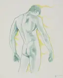 Untitled (Nude in Flames). Colored by American Artist, pencil on paper, offered Jun 2026