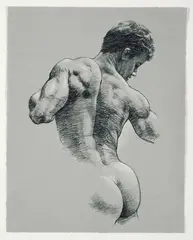 Chuck by David Eugene Henry, Charcoal on toned paper, offered Jun 2026