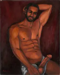 Untitled (Man Revealing Cock) by Robert J. Hughes, Oil on canvas, offered Jun 2026