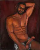 Untitled (Man Revealing Cock) by Robert J. Hughes, Oil on canvas, offered Jun 2026