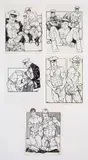 Grouping of Five (5) Erotic Illustrations Featuring Soldiers by MATT, Ink and graphite on paper. Each, offered Jun 2026