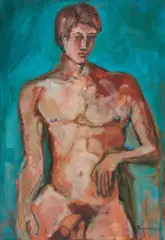 Sitting Youth by Michael Rogovsky, 1993, Oil on canvas, offered Apr 2026