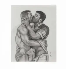Heated Kiss by Ryuji, 1999, Graphite on paper, offered Apr 2026