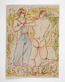 Untitled (Undressing in the Countryside) by Leo, 1978, Watercolor on paper, offered Apr 2026