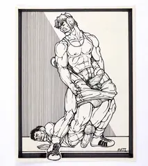 A collection of five (5) erotic works depicting athletes by MATT, Ink and graphite on paper. Four (4), offered Apr 2026