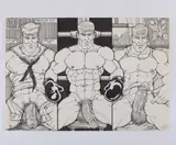 A collection of five (5) erotic works depicting sailors and soldiers by MATT, Ink and graphite on paper. Four (4), offered Apr 2026
