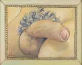 Closeup Phallus by Joseph Radoccia, 2004, Acrylic and graphite on panel, offered Apr 2026