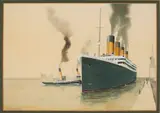 1976. Depiction of the Titanic at dock by Steven Cryan, Watercolor and gouache on paper, offered Apr 2026