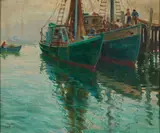 Dock/shipyard scene by Phillips Endecott Osgood, Oil on canvas. 1943, offered Apr 2026