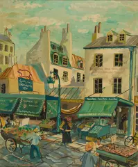 Rue De Seine Markets by Maxwell Mays, Oil on board. 1948, offered Apr 2026
