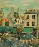 Rue De Seine Markets by Maxwell Mays, Oil on board. 1948, offered Apr 2026