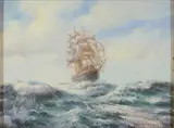 Seascape: depiction of a clipper ship by Anton Otto Fischer, Oil on masonite, offered Apr 2026