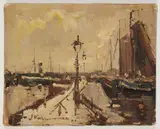 Boats in Harbor by Johannes Karel Veerman, 1971, Oil on canvas, offered Apr 2026