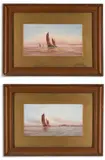 A pair of seascapes with one appearing to depict battleships by Fred Stafford, Gouache. Each, offered Mar 2026