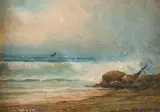 Seascape by D.A. Fisher, Oil on artist board. 1895, offered Mar 2026