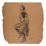 Costumed Figure.' by Friedrich Brugger, Charcoal and graphite on paper, offered Mar 2026