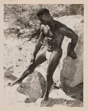 A collegiate African American model, less common in the artist's oeuvre and physique photography. Photographer's stamp verso. Tipped to board by Bruce Bellas, photograph), offered Feb 2026