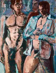 The Changing Room by Michael Rogovsky, Oil on canvas. Artist signature on the bottom right, "Rogovsky", offered Feb 2026