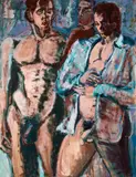The Changing Room by Michael Rogovsky, Oil on canvas. Artist signature on the bottom right, "Rogovsky", offered Feb 2026