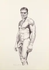 Standing Nude by Douglas Simonson, Etching, offered Feb 2026